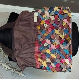 EUC A.P.C tote with leather flowers and silver studs